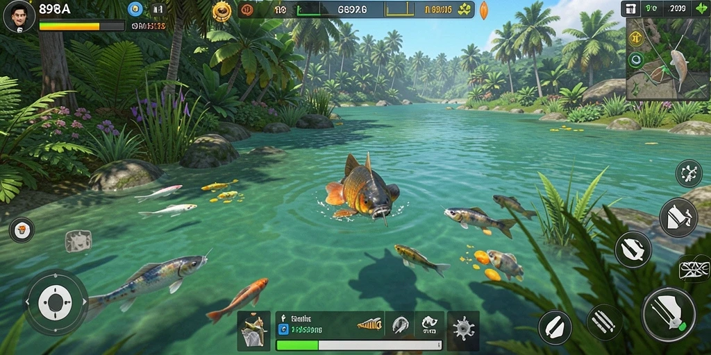 Tampilan gameplay menarik saat menangkap ikan dalam 898A.