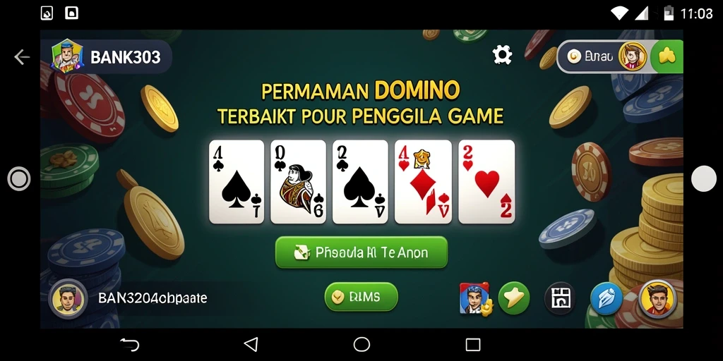 Tampilan gameplay seru dari BANK303 dengan suasana domino yang kompetitif.