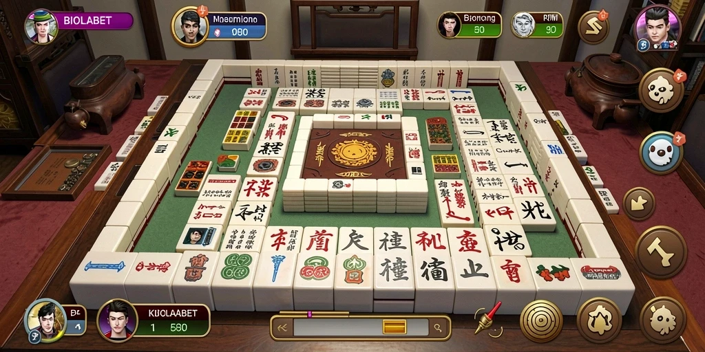 Tampilan menarik dari gameplay <strong>BIOLABET</strong> dengan ubin Mahjong berwarna-warni.