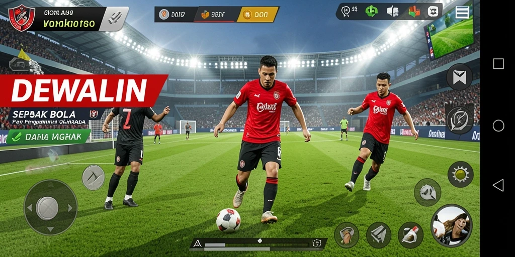 Tampilan gameplay seru dari DEWALIN saat pertandingan sepak bola.