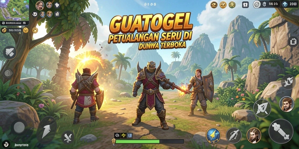 Screenshot utama GUATOGEL menampilkan momen seru dalam dunia terbuka.