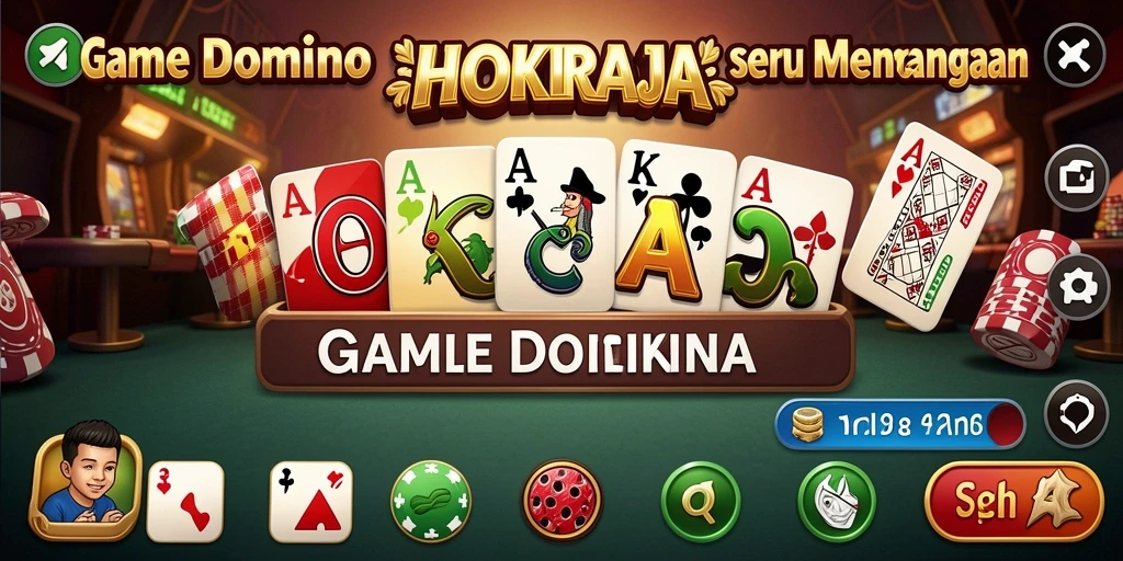 Screenshot utama HOKIRAJA menampilkan gameplay domino yang seru.