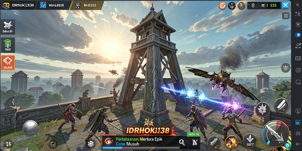 Tampilan gameplay Tower Defense yang menarik dalam IDRHOKI138.