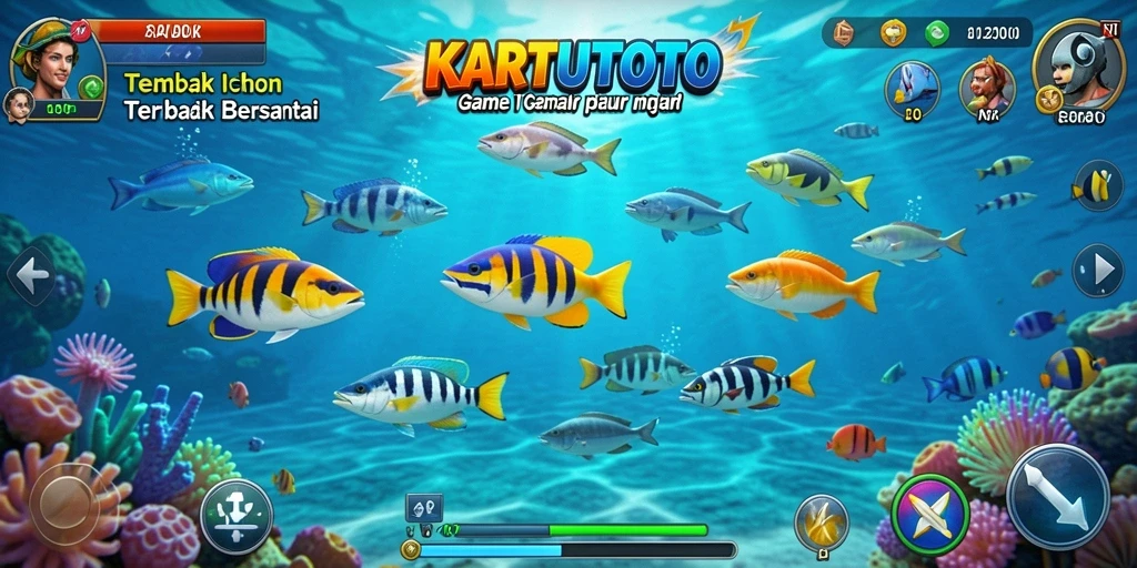 Screenshot KARTUTOTO menampilkan gameplay Tembak Ikan yang menarik.
