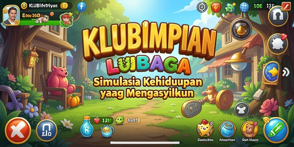 Tampilan gameplay KLUBIMPIAN dengan interaksi sosial yang seru.