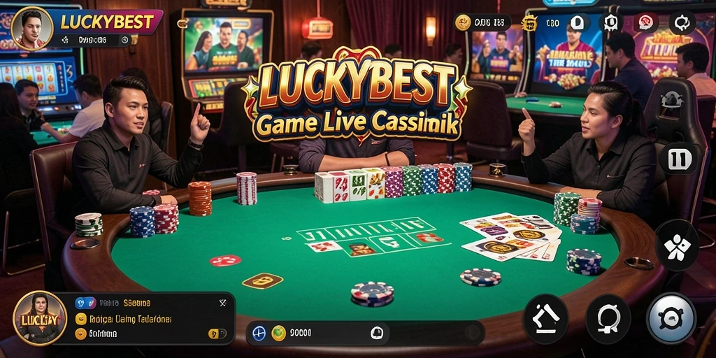 Screenshot LUCKYBEST menampilkan dealer live dan permainan seru.