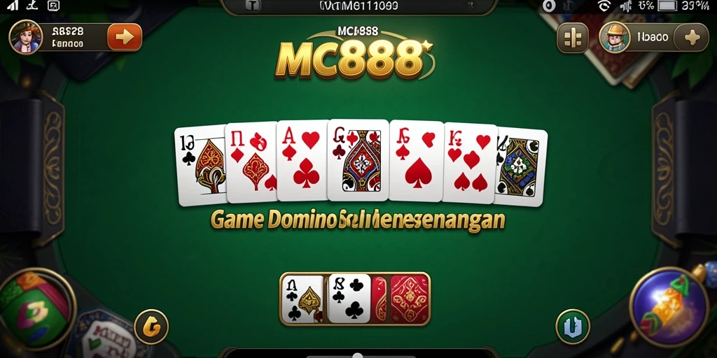 Screenshot gameplay MC888 yang menunjukkan keseruan bermain Domino.