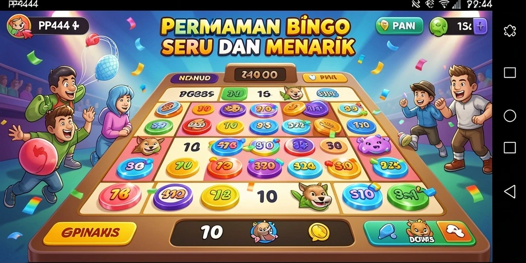 Tampilan layar permainan Bingo PP444 yang menarik dan penuh warna.