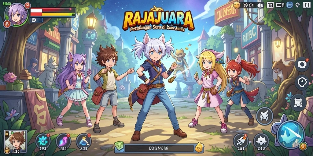 Screenshot RAJAJUARA menampilkan aksi karakter anime dalam pertempuran.