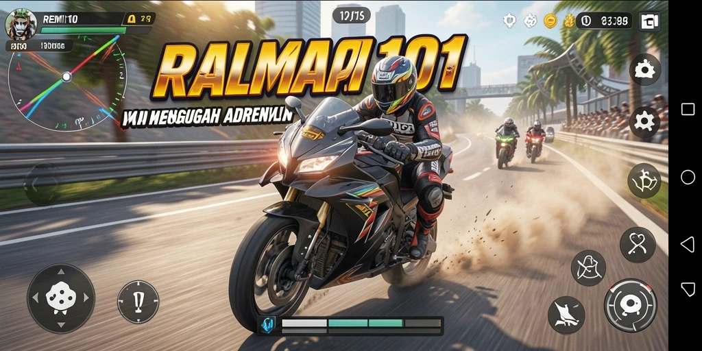 Gameplay REMI101 yang seru dan menegangkan dalam balapan motor.