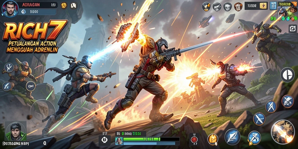 Tampilan gameplay menegangkan dalam aksi RICH7.