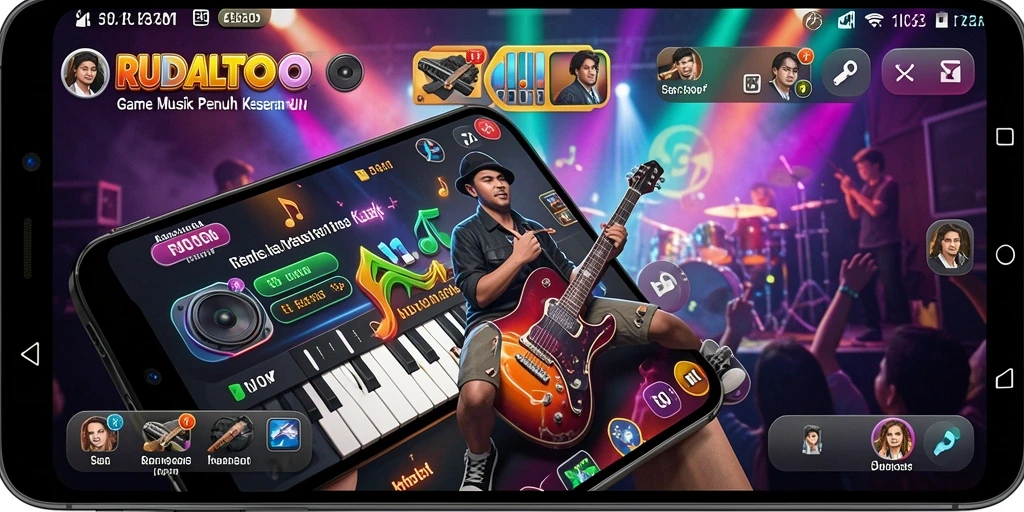 Screenshot gameplay RUDALTOTO menampilkan tantangan musik yang mendebarkan.